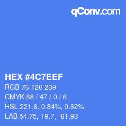 カラーコード: HEX #4C7EEF | qconv.com