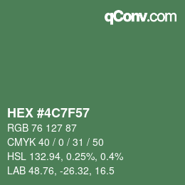 Farbcode: HEX #4C7F57 | qconv.com