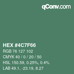 Color code: HEX #4C7F66 | qconv.com