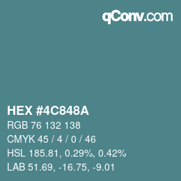 Color code: HEX #4C848A | qconv.com