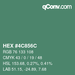 Color code: HEX #4C856C | qconv.com