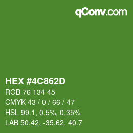 カラーコード: HEX #4C862D | qconv.com