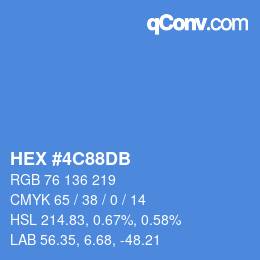 Color code: HEX #4C88DB | qconv.com