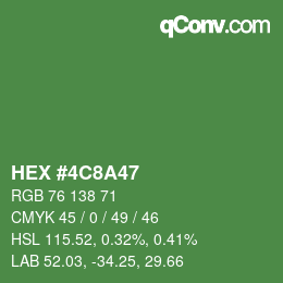 Color code: HEX #4C8A47 | qconv.com