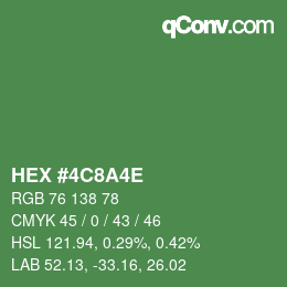 Color code: HEX #4C8A4E | qconv.com