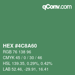 Color code: HEX #4C8A60 | qconv.com