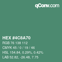 Color code: HEX #4C8A70 | qconv.com