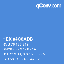 颜色代码: HEX #4C8ADB | qconv.com