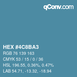 カラーコード: HEX #4C8BA3 | qconv.com