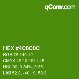 Color code: HEX #4C8C0C | qconv.com