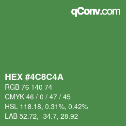 Color code: HEX #4C8C4A | qconv.com