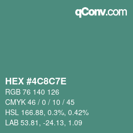 Código de color: HEX #4C8C7E | qconv.com