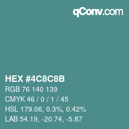 Color code: HEX #4C8C8B | qconv.com