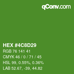 Farbcode: HEX #4C8D29 | qconv.com