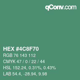 Color code: HEX #4C8F70 | qconv.com