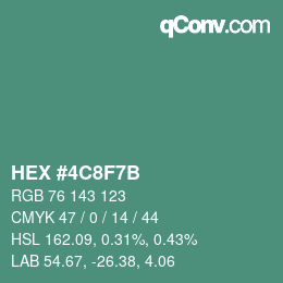 カラーコード: HEX #4C8F7B | qconv.com