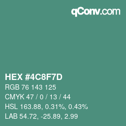 Color code: HEX #4C8F7D | qconv.com