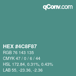 Color code: HEX #4C8F87 | qconv.com