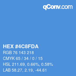 カラーコード: HEX #4C8FDA | qconv.com