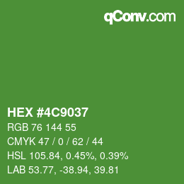 カラーコード: HEX #4C9037 | qconv.com