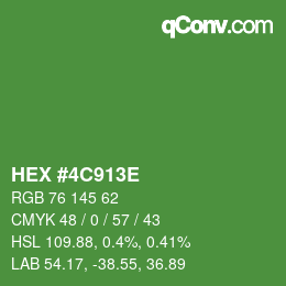 Color code: HEX #4C913E | qconv.com