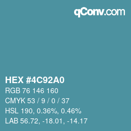 Farbcode: HEX #4C92A0 | qconv.com