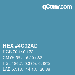 Color code: HEX #4C92AD | qconv.com