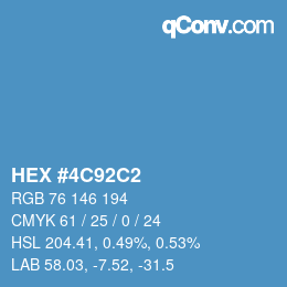 カラーコード: HEX #4C92C2 | qconv.com