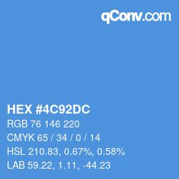 カラーコード: HEX #4C92DC | qconv.com