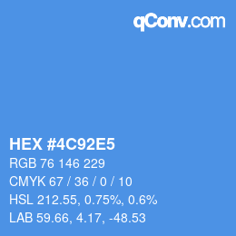 カラーコード: HEX #4C92E5 | qconv.com