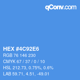 カラーコード: HEX #4C92E6 | qconv.com