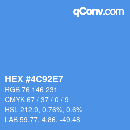 カラーコード: HEX #4C92E7 | qconv.com