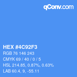 カラーコード: HEX #4C92F3 | qconv.com