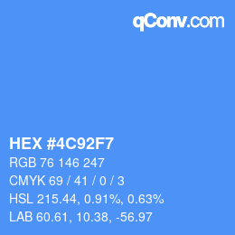 カラーコード: HEX #4C92F7 | qconv.com