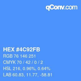 カラーコード: HEX #4C92FB | qconv.com