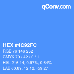 カラーコード: HEX #4C92FC | qconv.com