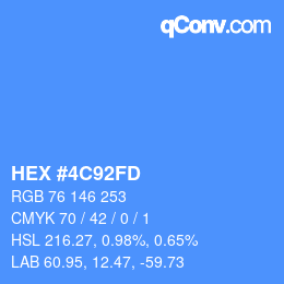 カラーコード: HEX #4C92FD | qconv.com