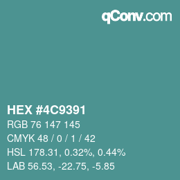 Color code: HEX #4C9391 | qconv.com