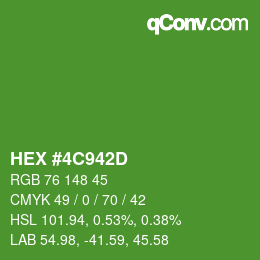 カラーコード: HEX #4C942D | qconv.com
