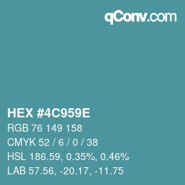 Color code: HEX #4C959E | qconv.com