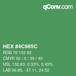 Color code: HEX #4C985C | qconv.com