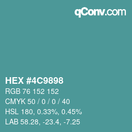 Farbcode: HEX #4C9898 | qconv.com