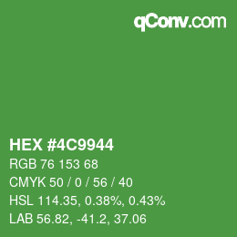 カラーコード: HEX #4C9944 | qconv.com