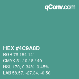 Color code: HEX #4C9A8D | qconv.com