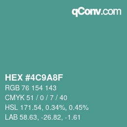 Color code: HEX #4C9A8F | qconv.com