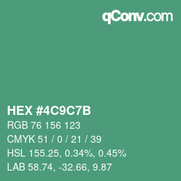 カラーコード: HEX #4C9C7B | qconv.com