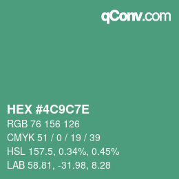 カラーコード: HEX #4C9C7E | qconv.com