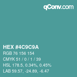Color code: HEX #4C9C9A | qconv.com