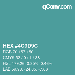 Color code: HEX #4C9D9C | qconv.com