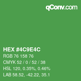 Color code: HEX #4C9E4C | qconv.com